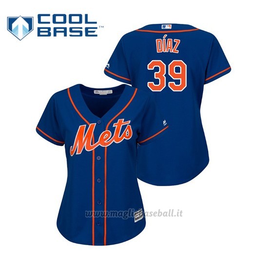 Maglia Baseball Donna New York Mets Edwin Diaz Cool Base Majestic Alternato Azul